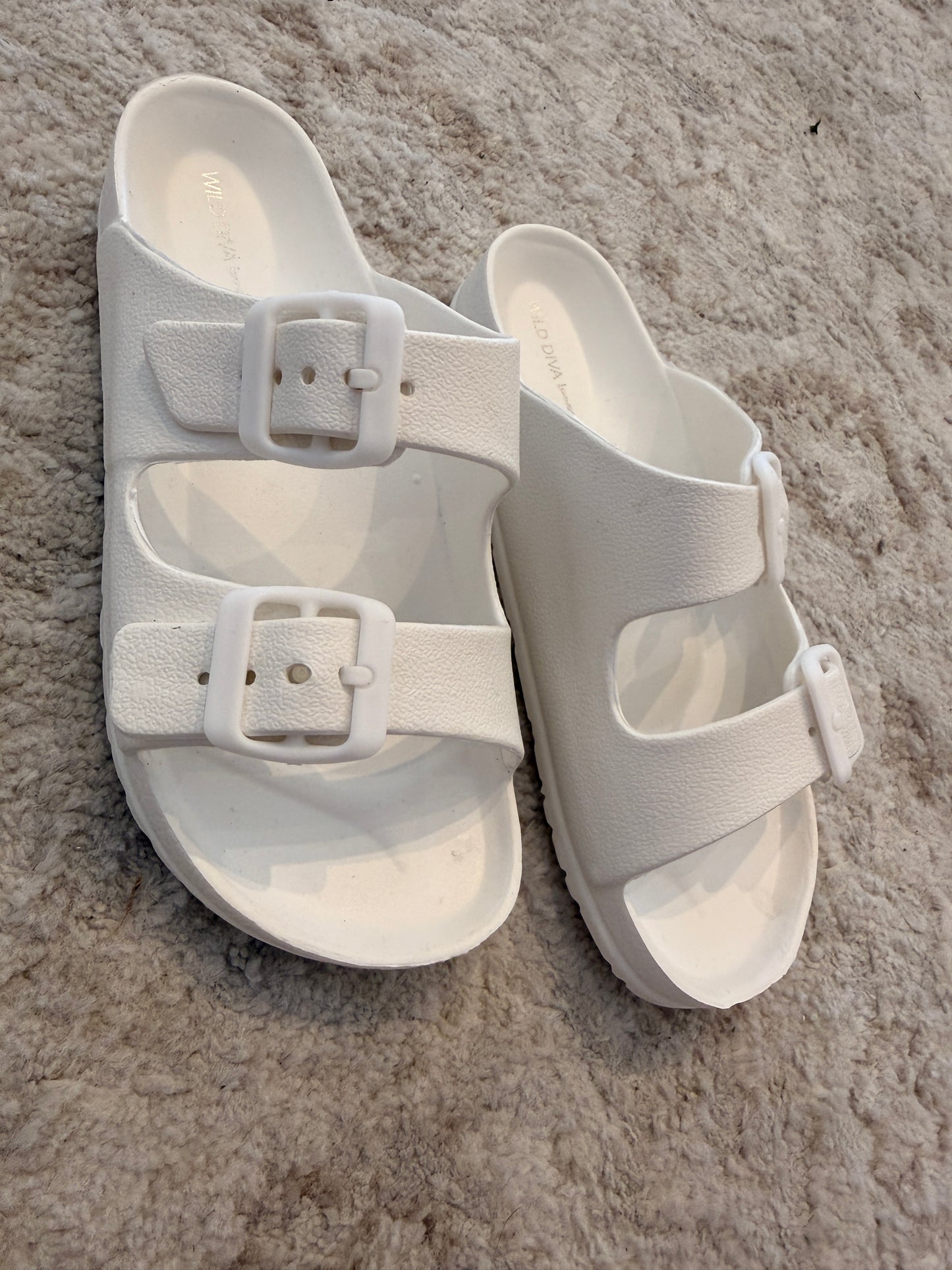 Double Buckle Sandal - White