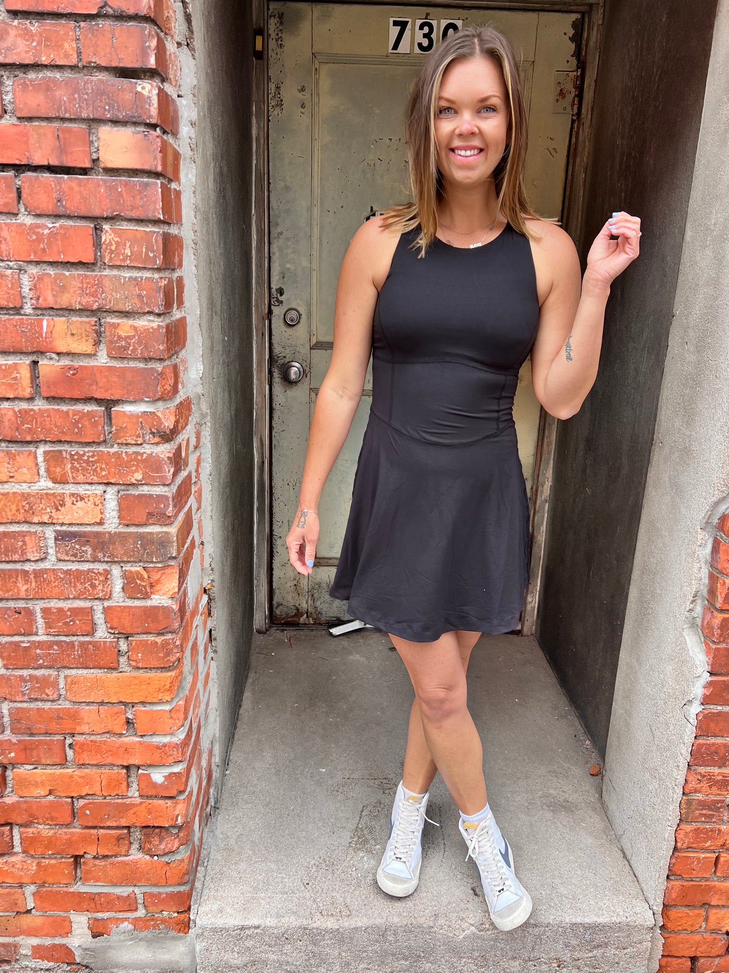 BUTTER ROMPER DRESS WITH KEYHOLE