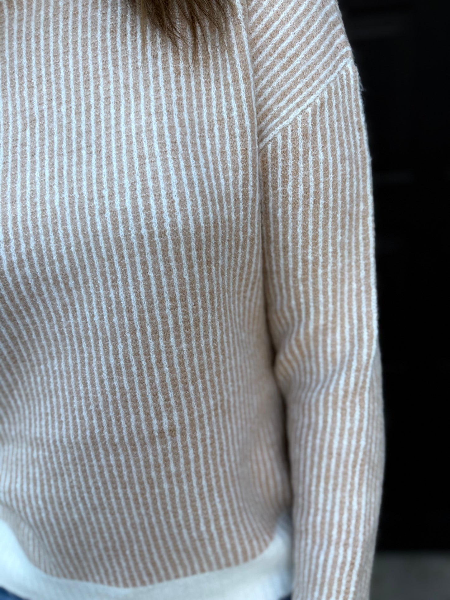 Taupe Soft Stripe Sweater