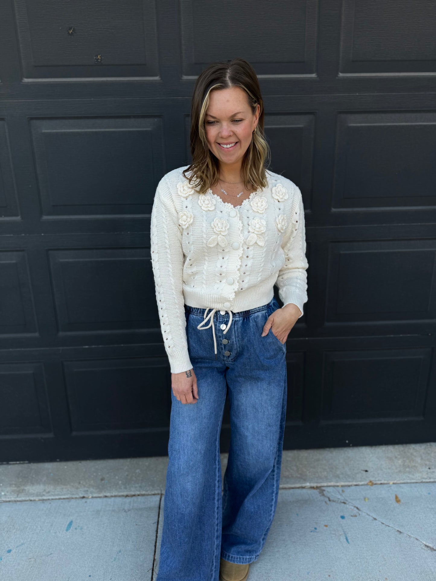 Flower Button Down Cardigan