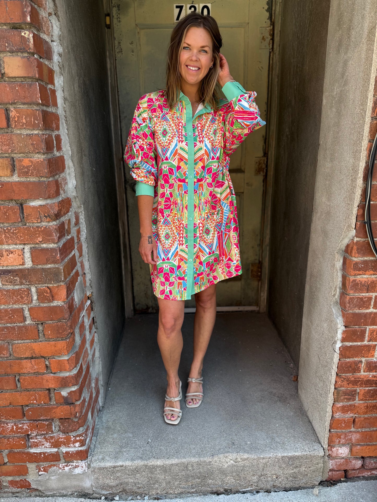 Modern Muse Geometric Shirt Dress
