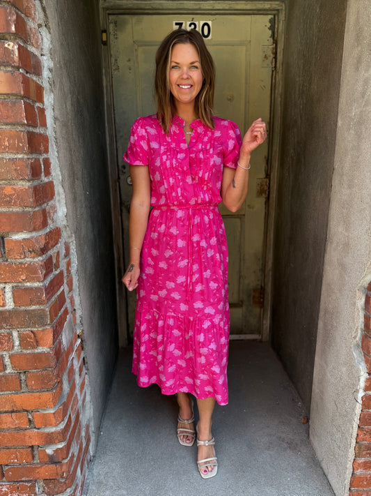 Blush Bloom Pleated Dress