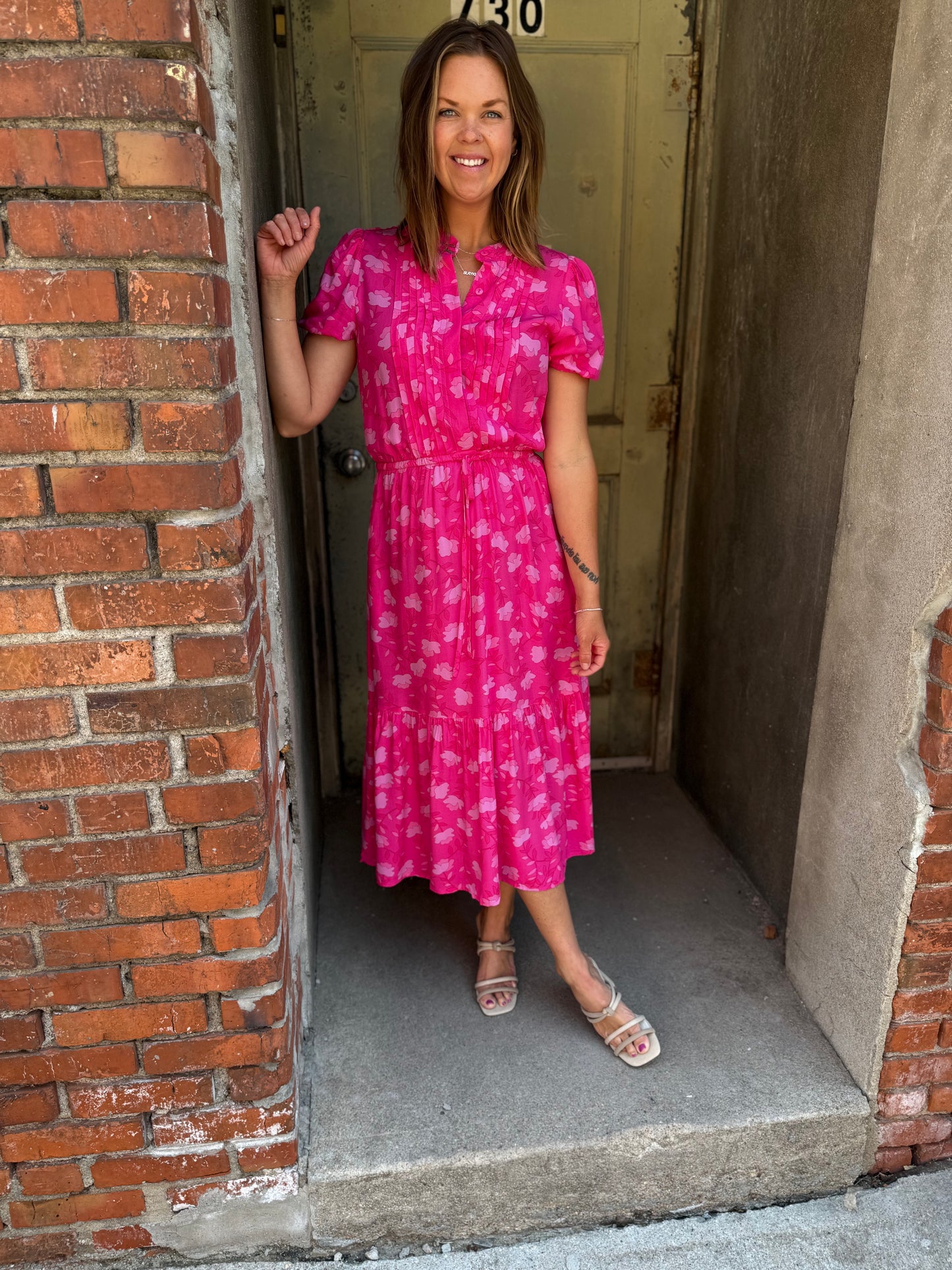 Blush Bloom Pleated Dress