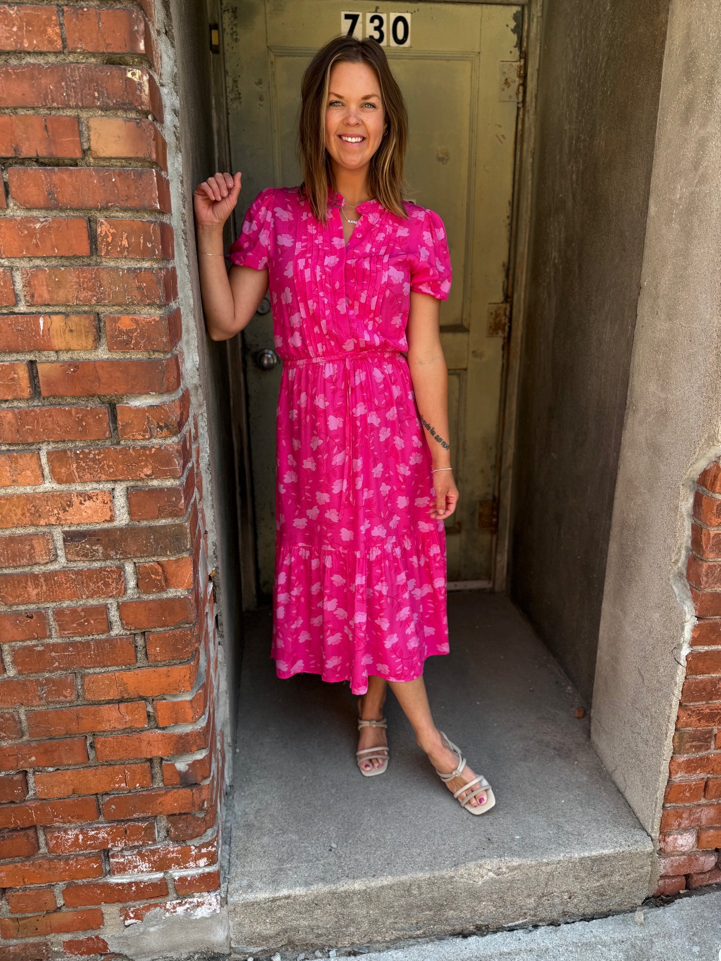 Blush Bloom Pleated Dress