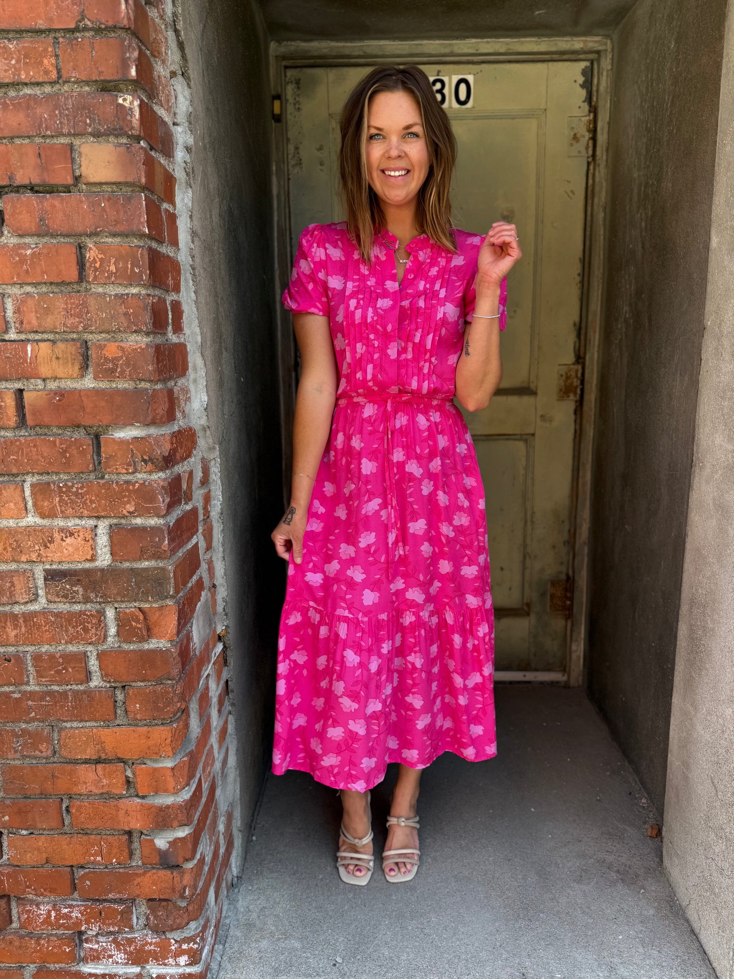 Blush Bloom Pleated Dress