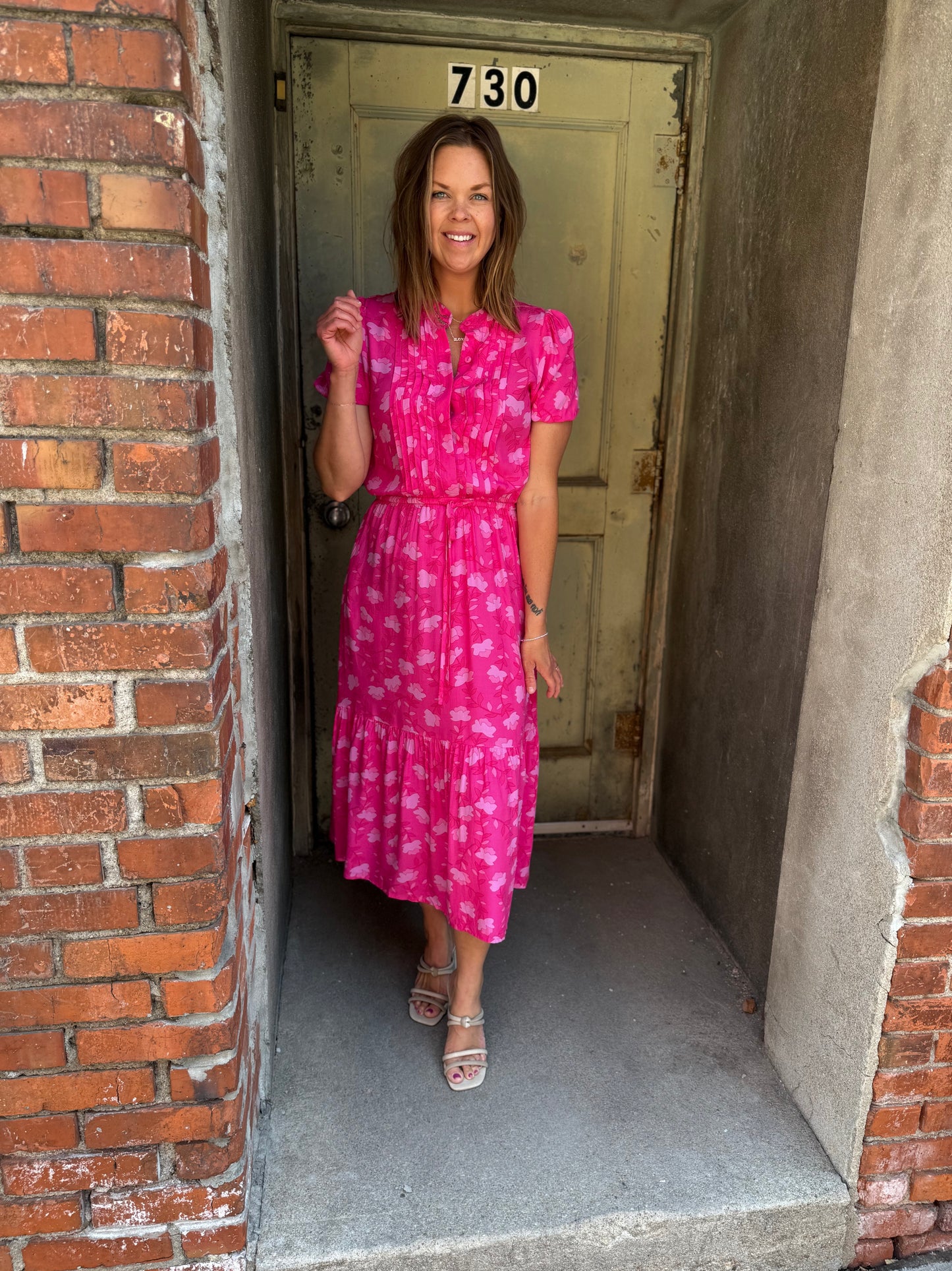 Blush Bloom Pleated Dress