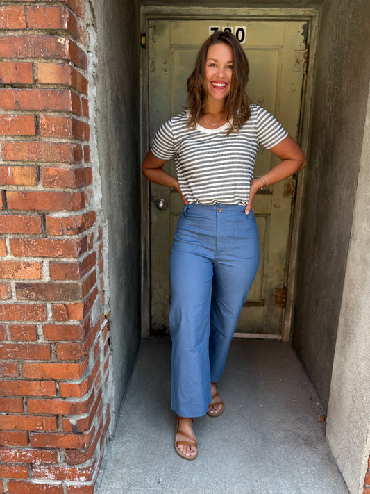 StretchFit Ankle Cropped Pants - Blue