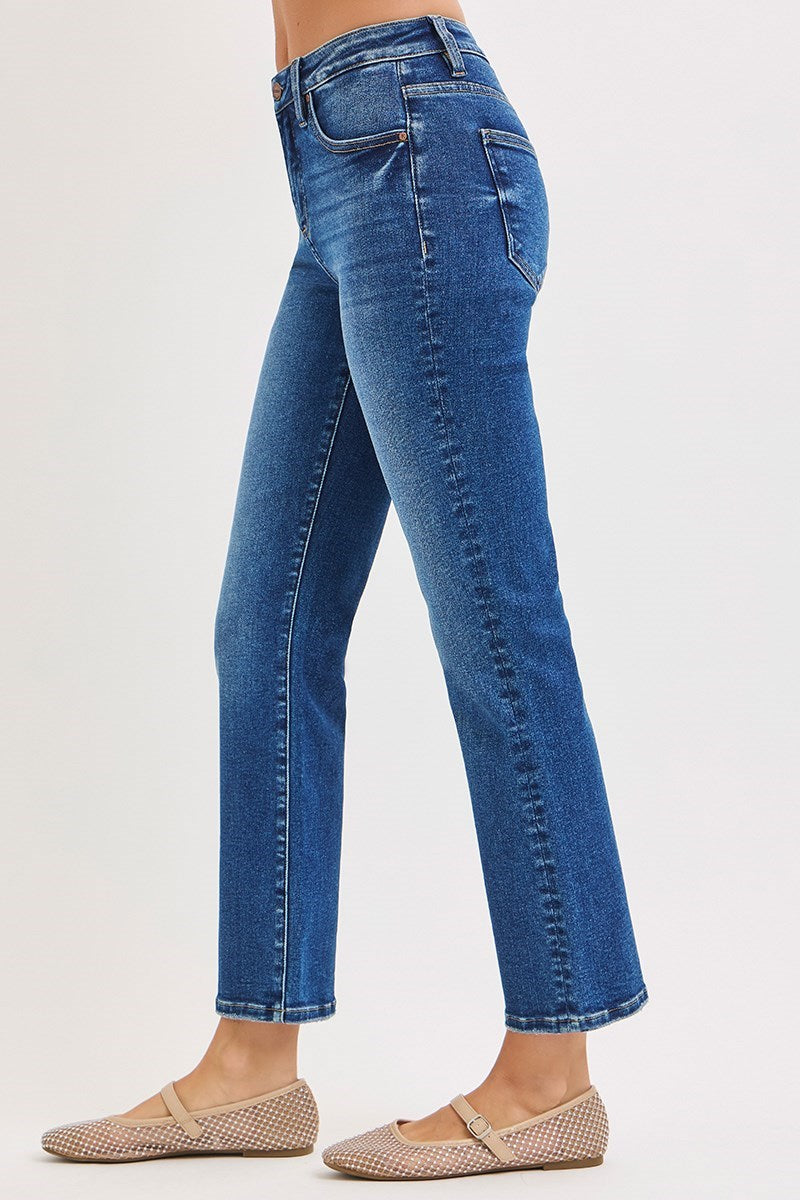High Rise Crop Straight Jeans - Bently