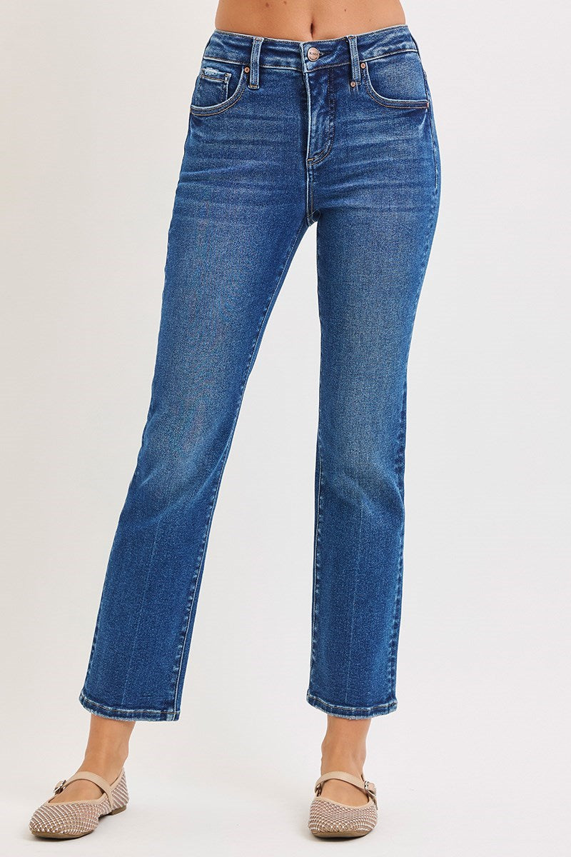 High Rise Crop Straight Jeans - Bently