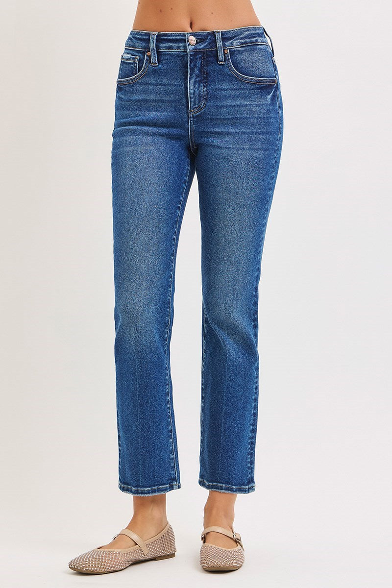 High Rise Crop Straight Jeans - Bently