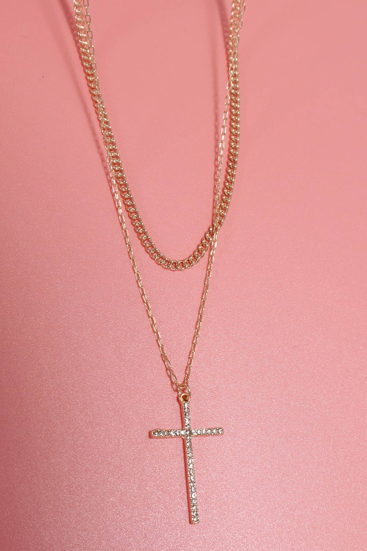 Double Layer Rhinestone Cross