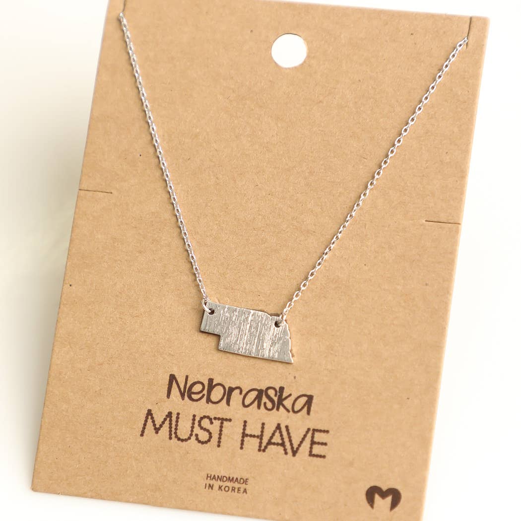 Nebraska State Necklace: Gold