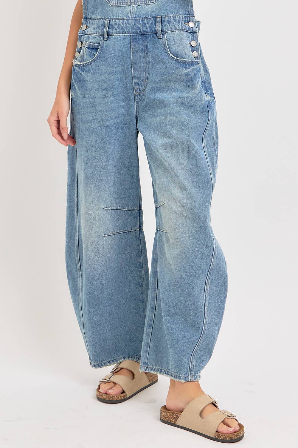 Barrel-Leg Denim Overalls