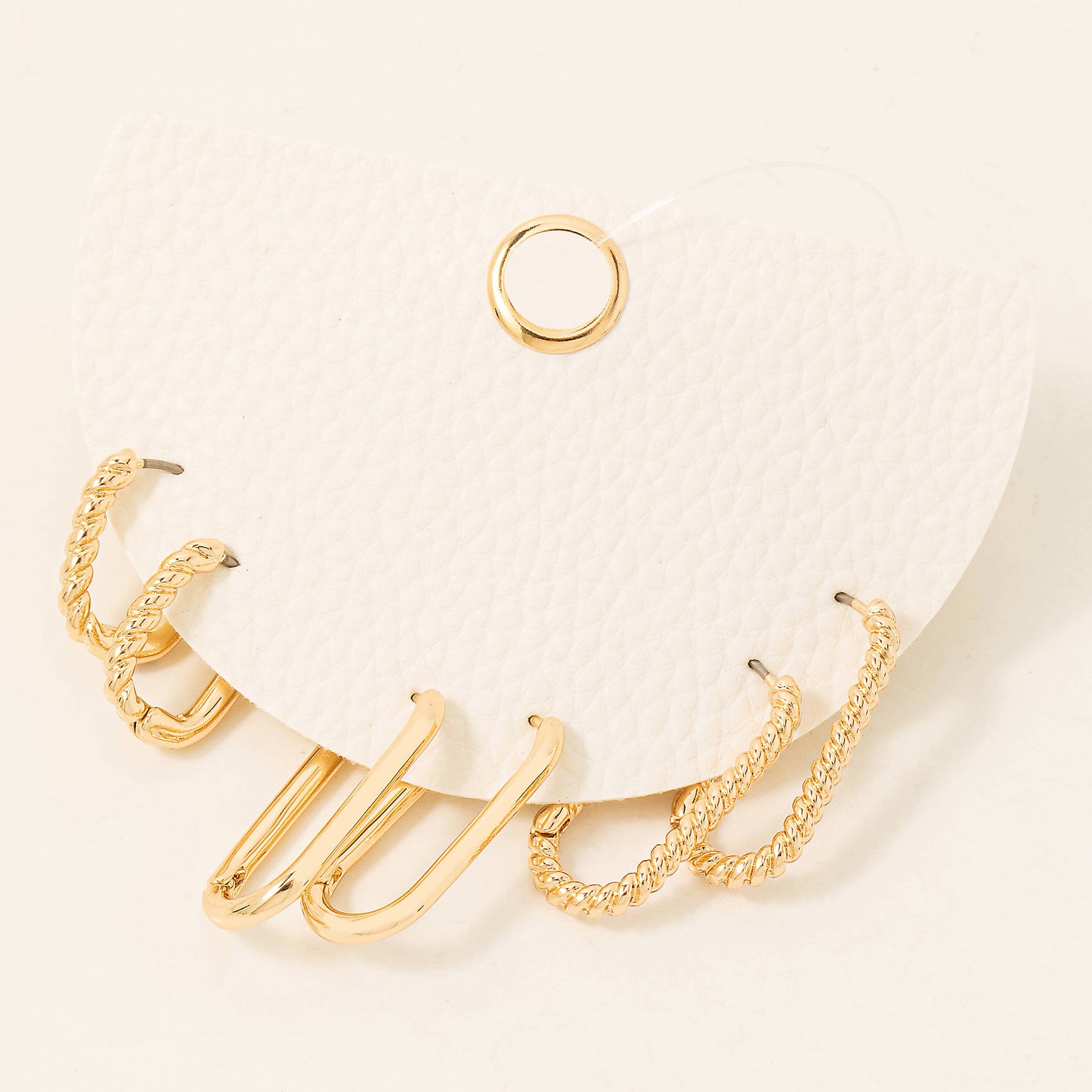 Metallic Oval Hinge Hoop Earrings Set: G