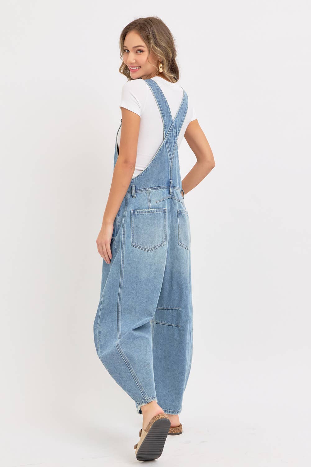 Barrel-Leg Denim Overalls