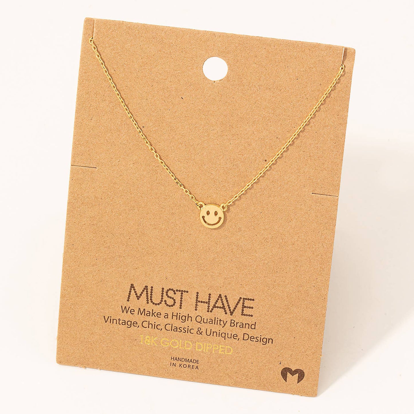 Mini Smiley Face Charm Necklace Silver