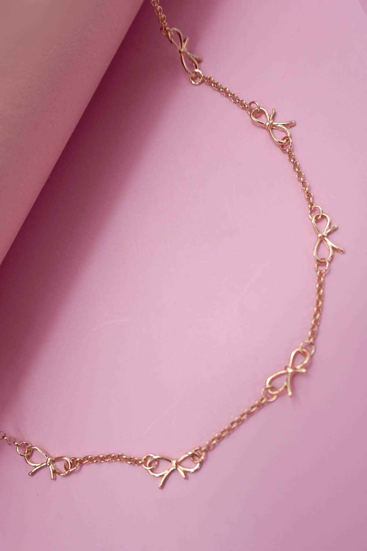 Double Layer Bow & Heart Station Necklace