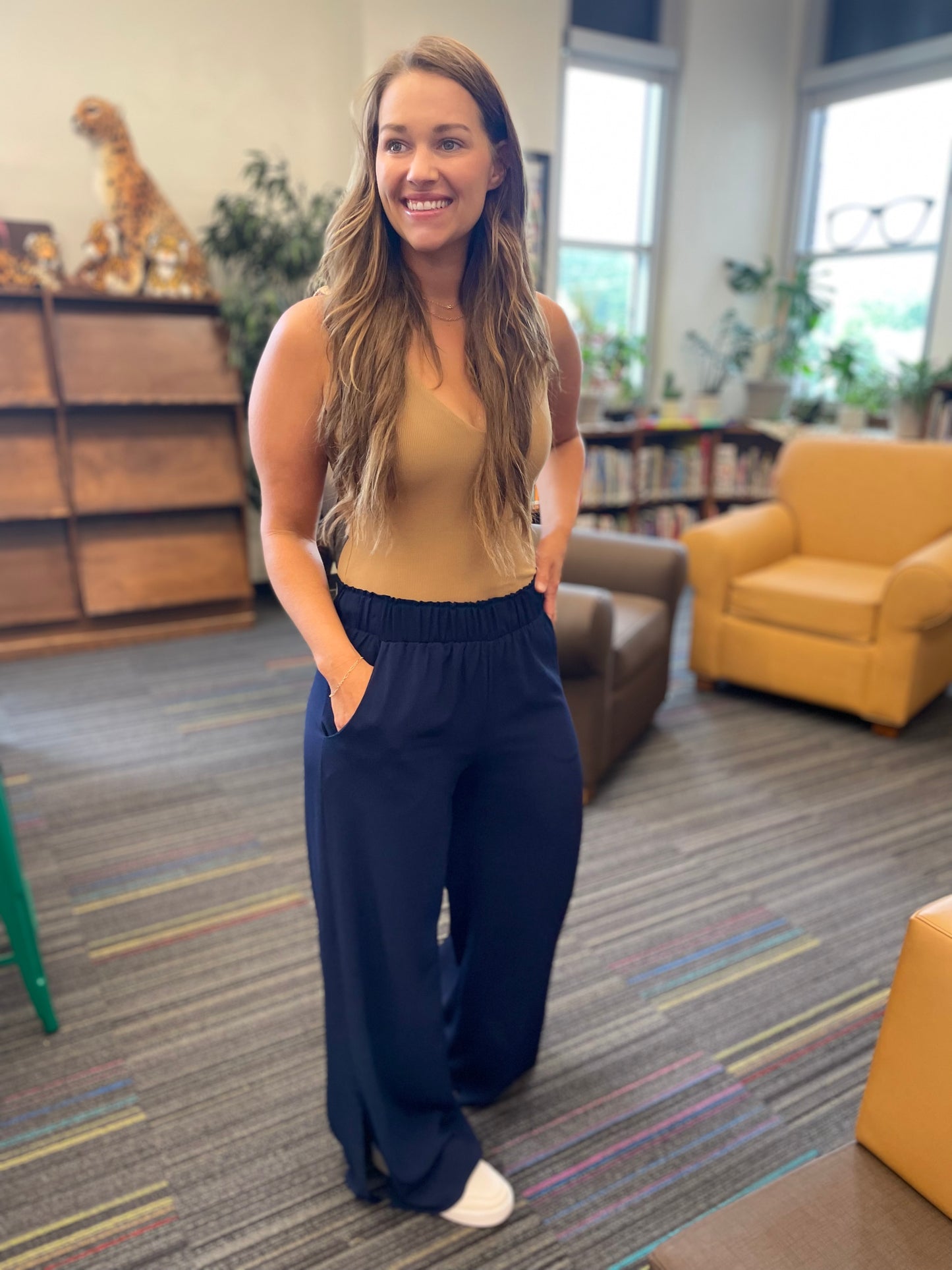 Side Slit Pant - Navy