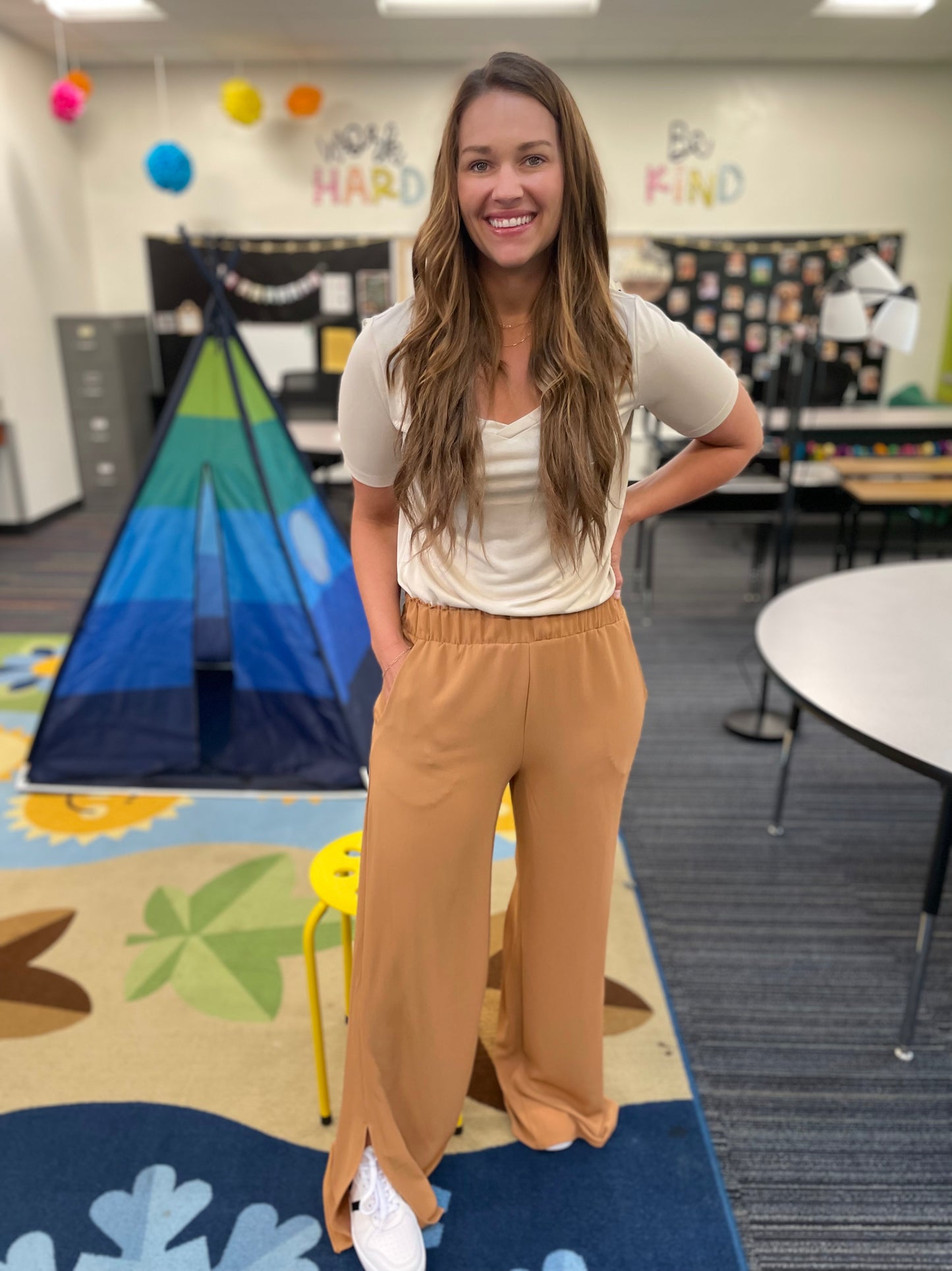 Side Slit Pant - Camel