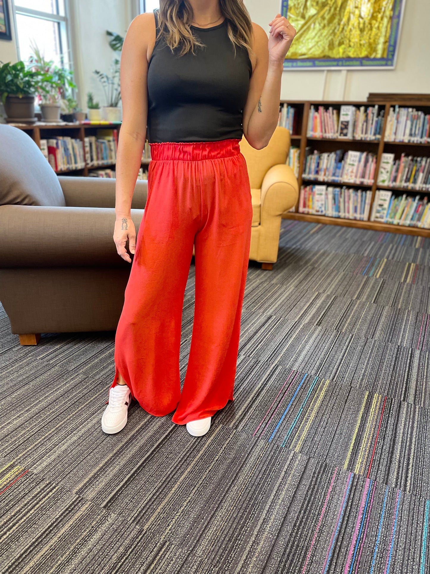 Side Slit Pant - Geranium