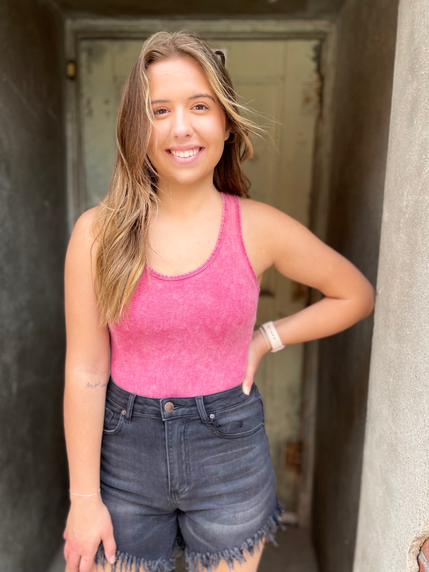 Racerback Tank Bodysuit - Pink
