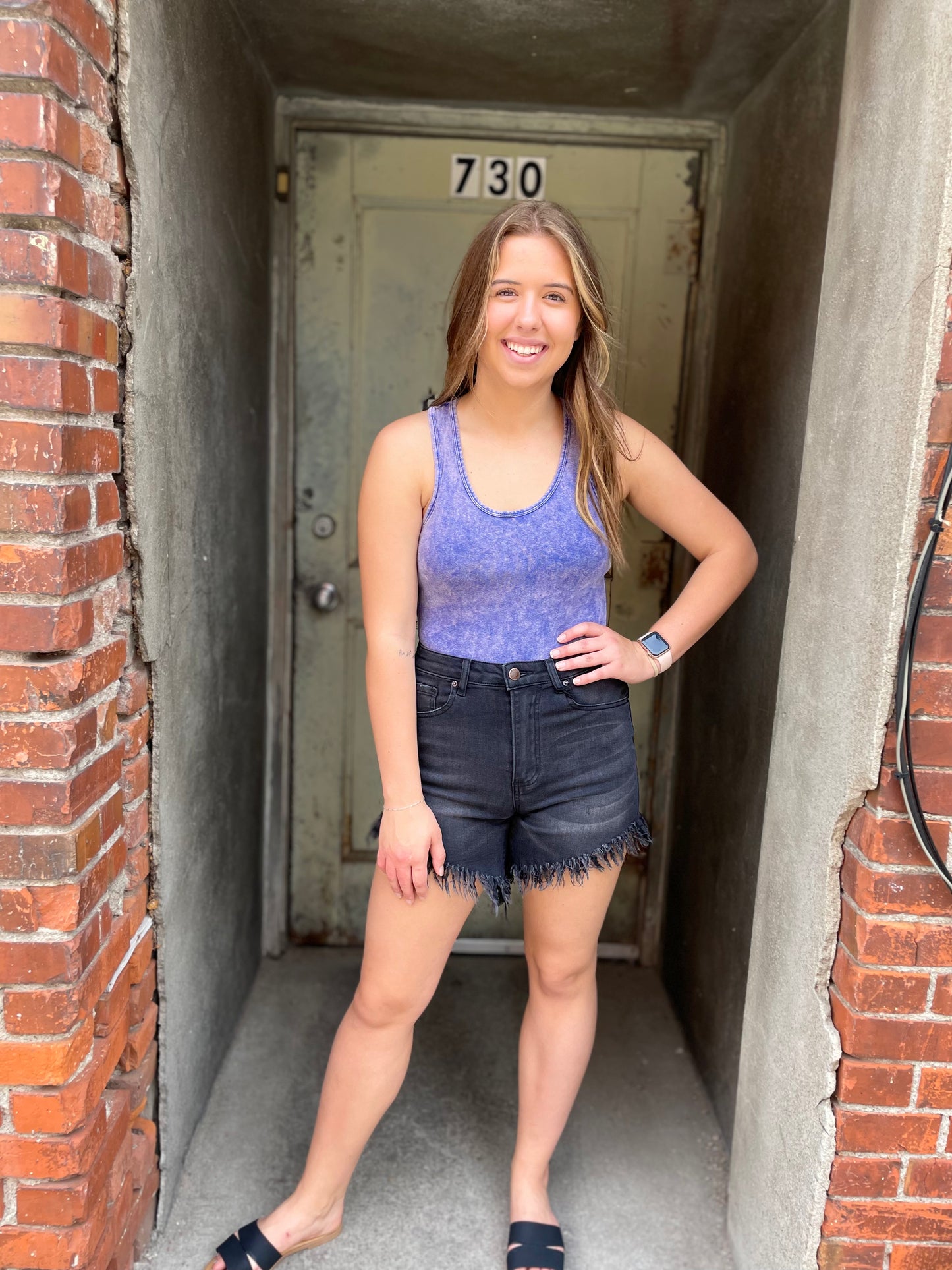 Racerback Tank Bodysuit - Light Navy