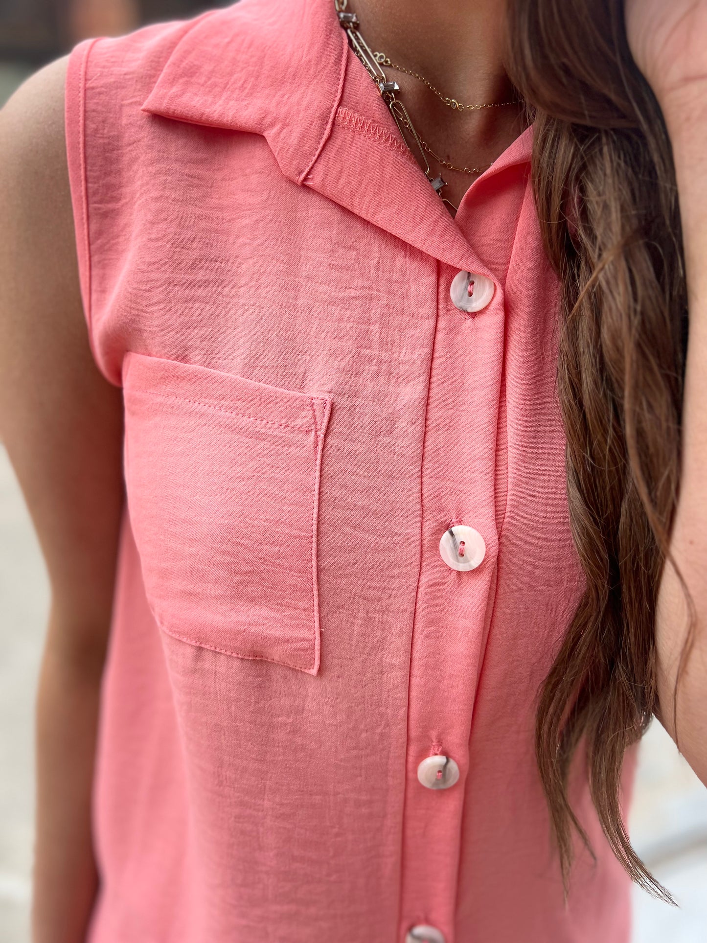 Basic Button Down - Coral