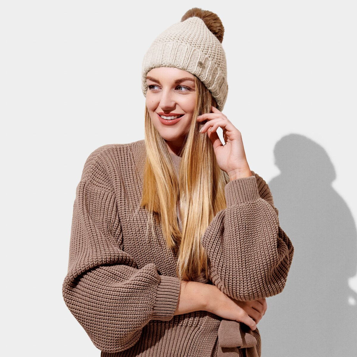 Light Taupe Knit Hat