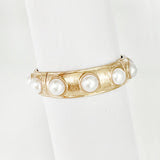 Worn Gold Stretch Bracelet with Pearl Accents