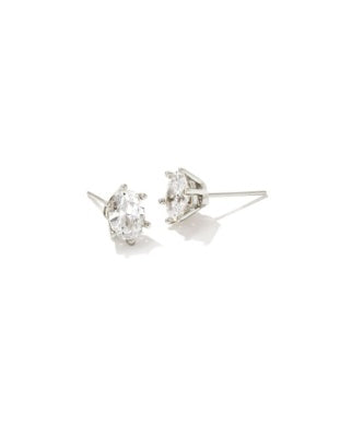 CAILIN CRYSTAL STUD EARRINGS - Rhodium Metal White