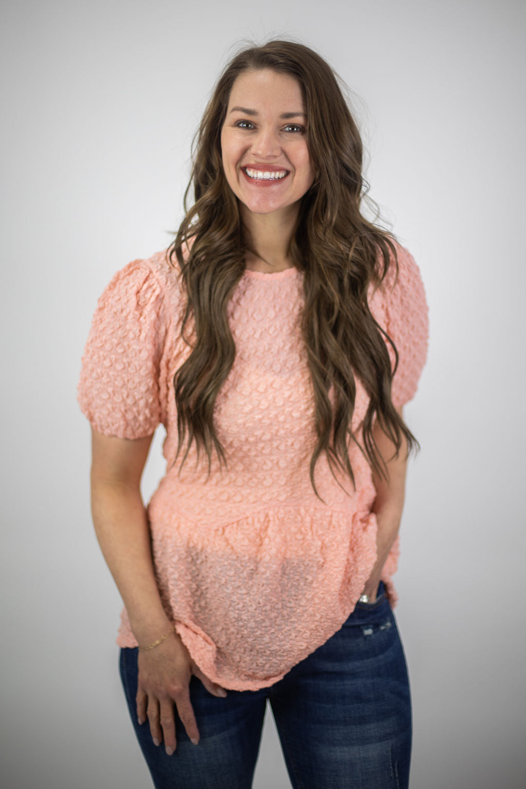 Peplum Blouse - Peach