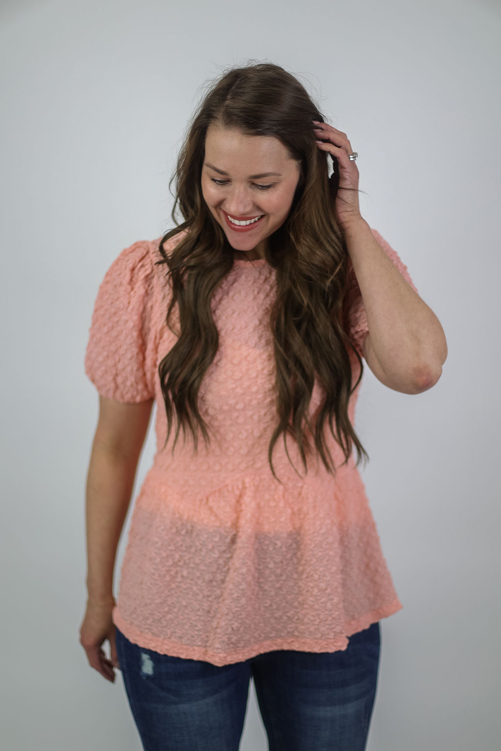 Peplum Blouse - Peach