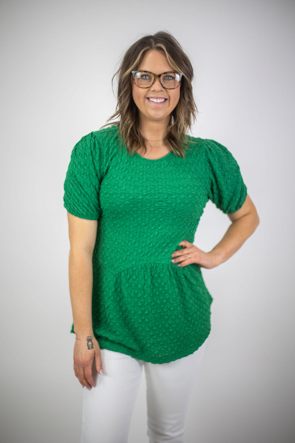 Peplum Blouse - Kelly Green