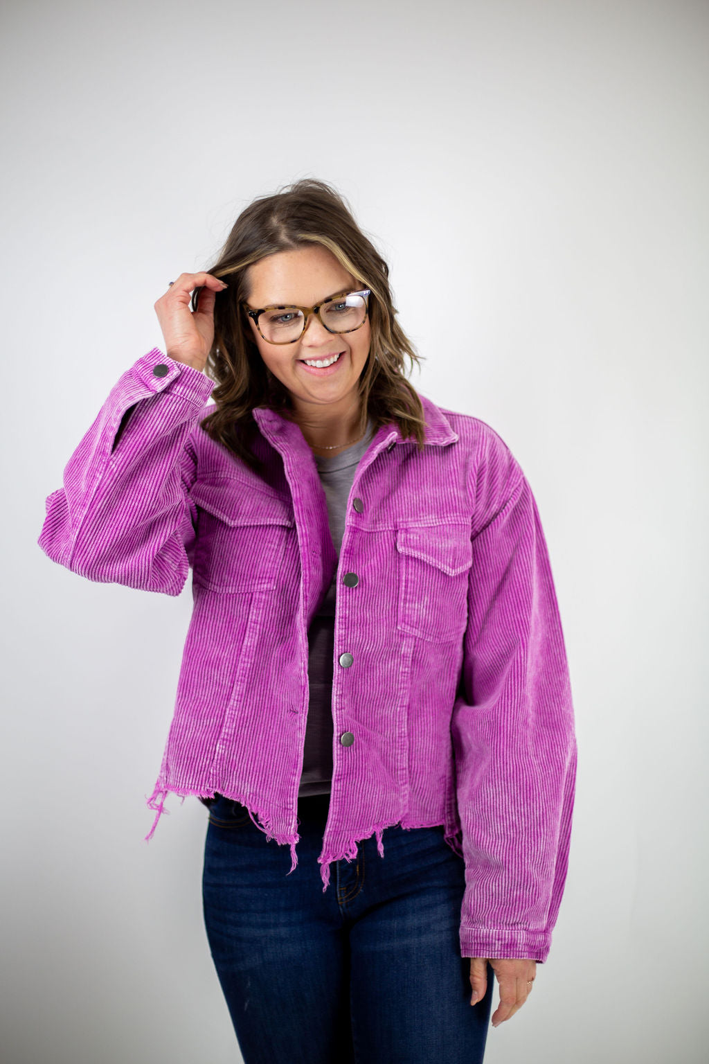POL Cropped Jacket - Plum Berry