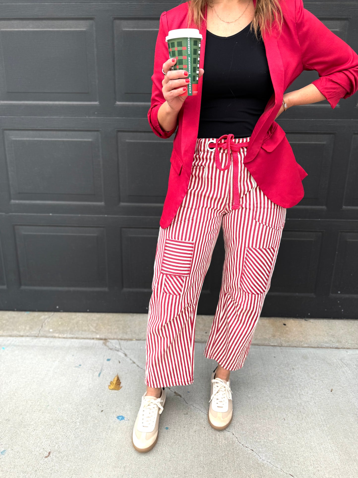 The Maroon Ruched Sleeve Blazer