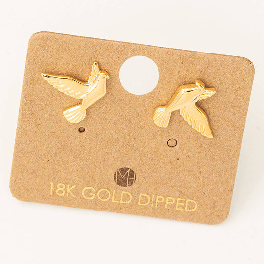 Mini Dove Stud Earrings: Gold
