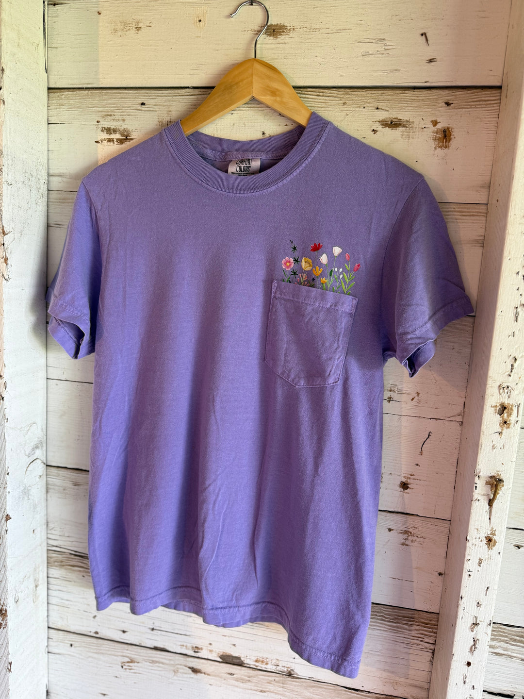 Flower Pocket Tee - purple