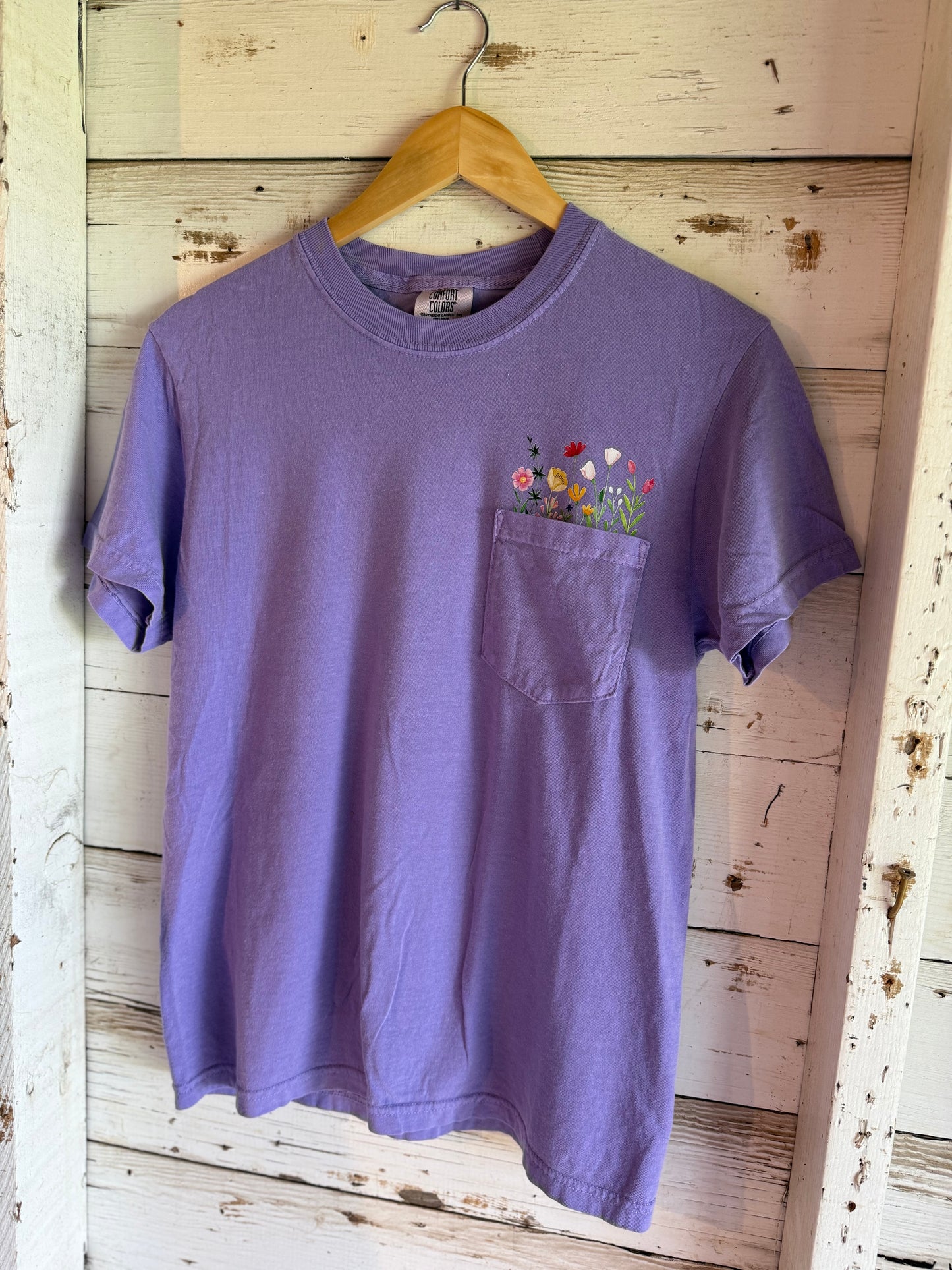 Flower Pocket Tee - purple
