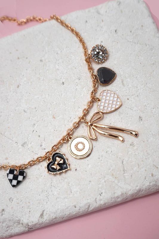Charm Necklace Checkered Heart