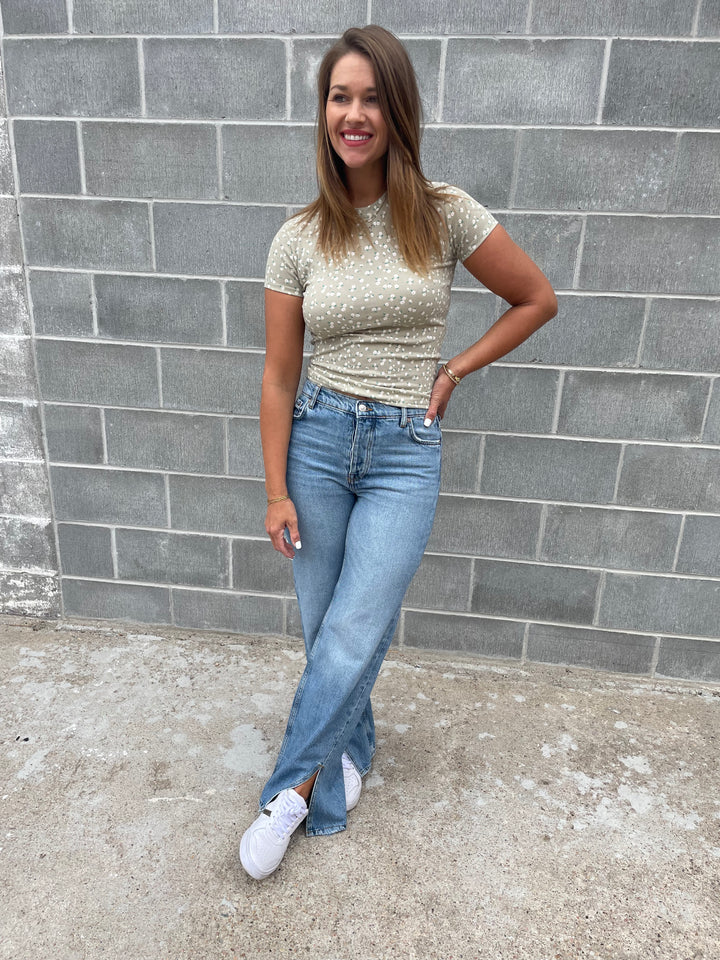 Long Lines Slit Straight Jeans in Vintage - FREE PEOPLE