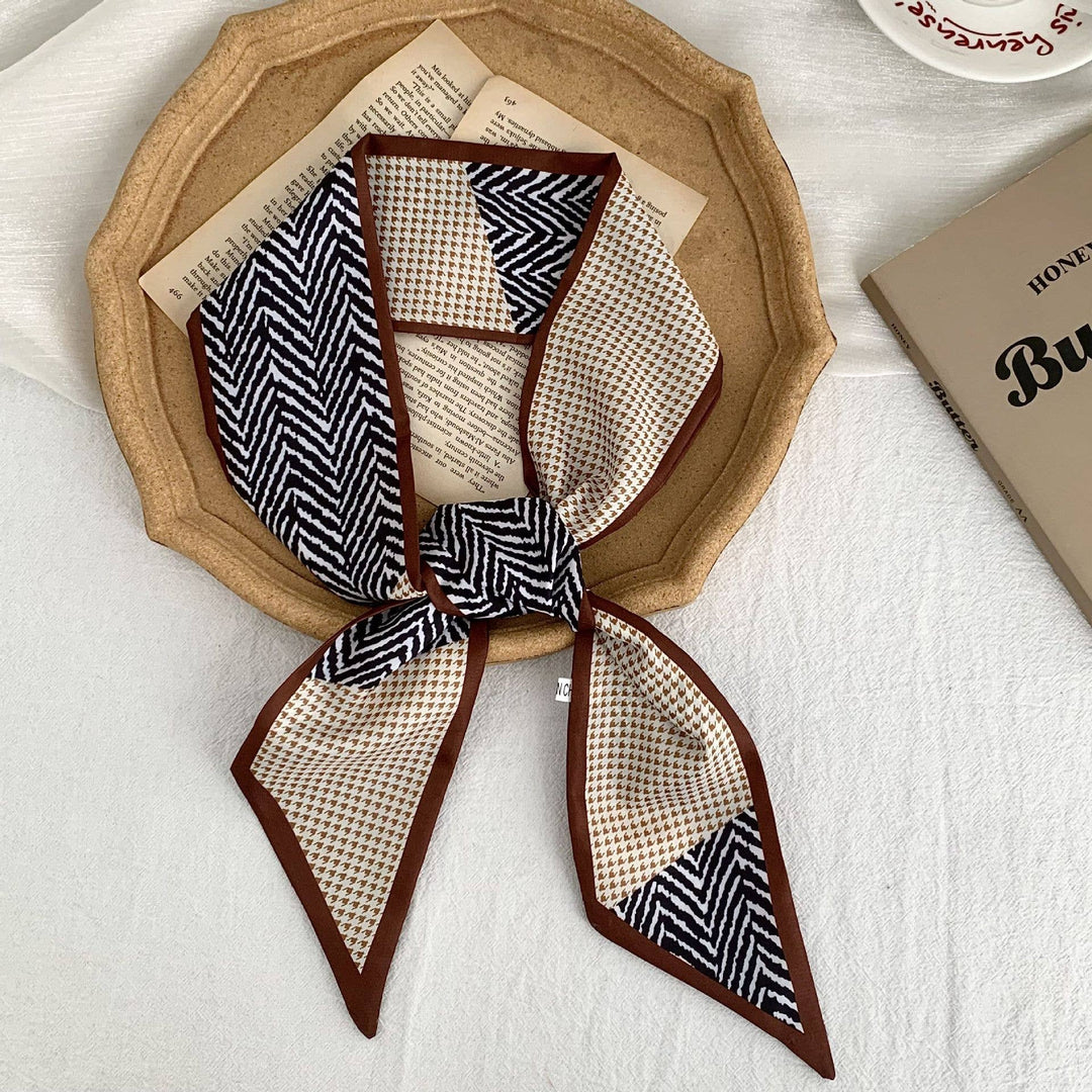 Brown Geometric Skinny Scarf