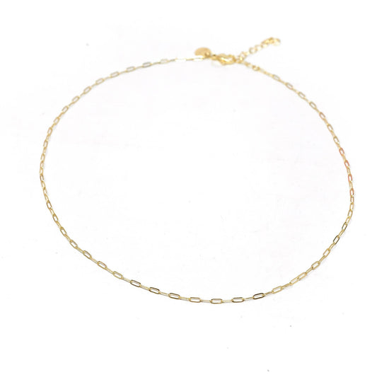 Mini Paperclip Chain Necklace | Threader Charm Necklace : Gold