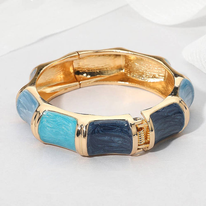 Becca - Bamboo Shape Hinged Bangle Bracelet