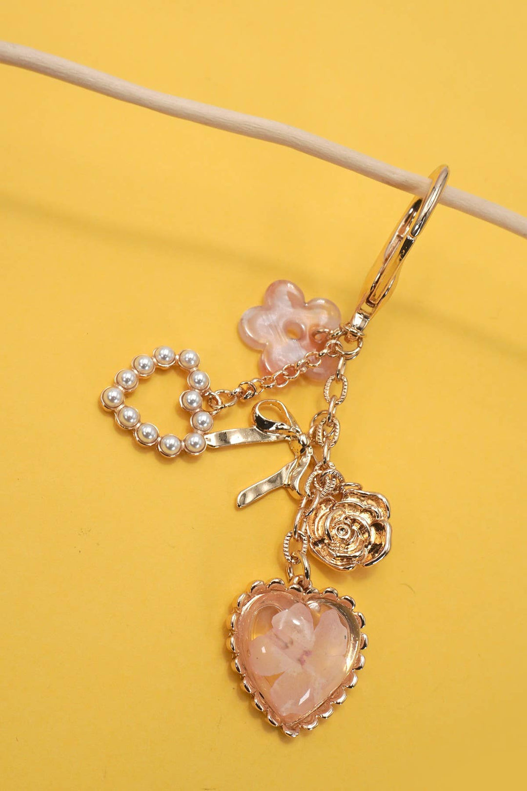 Bag Charm - Pressed Flowers, Bow, Pearl, Heart Charms