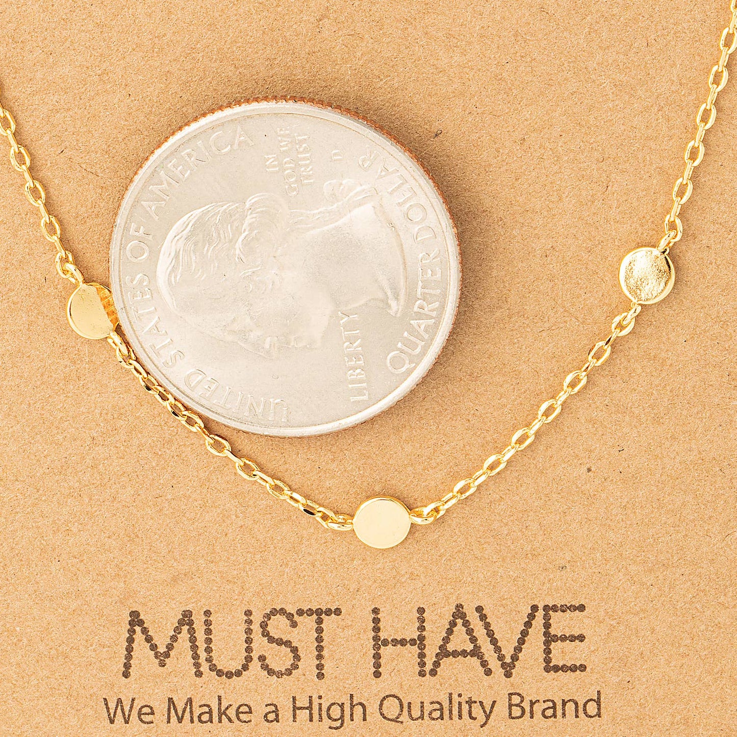 Dainty Circle Disc Station Necklace: Gold