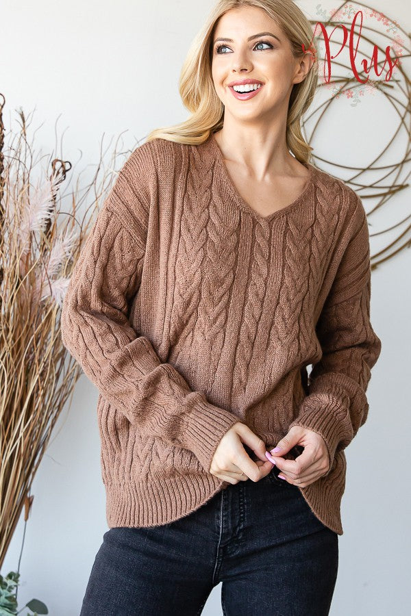 Cabled Sweater Plus