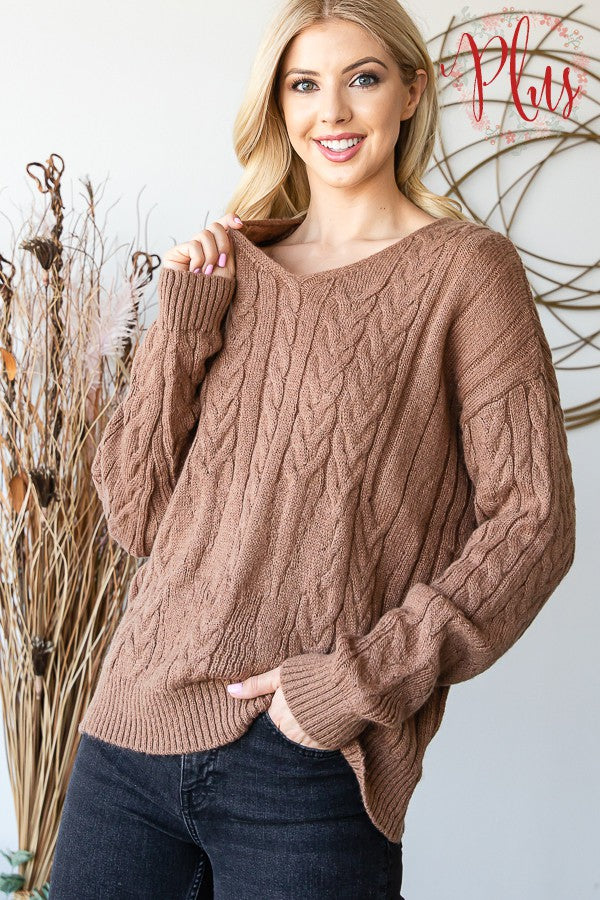 Cabled Sweater Plus