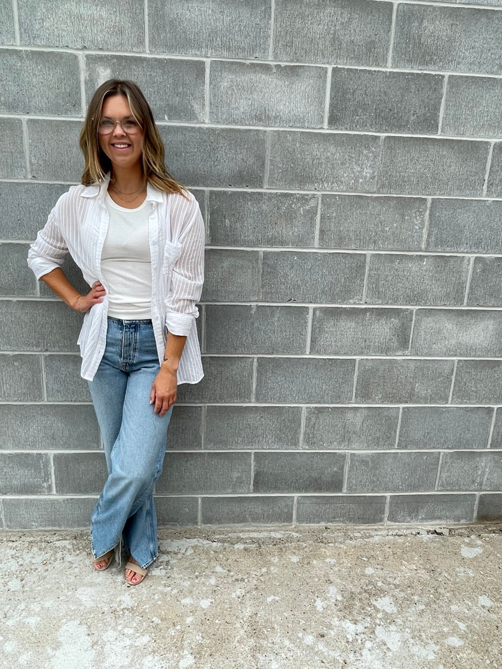 Long Lines Slit Straight Jeans in Vintage - FREE PEOPLE