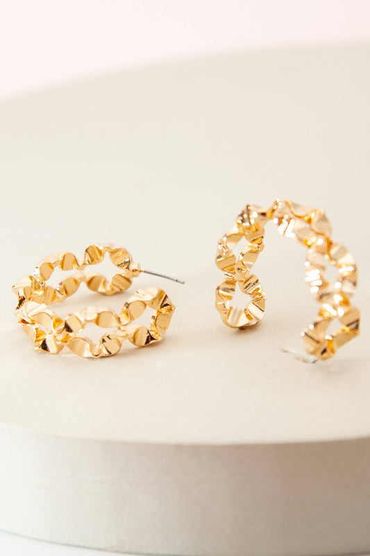 DOUBLE ROW HAMMERED GEO HOOP EARRINGS