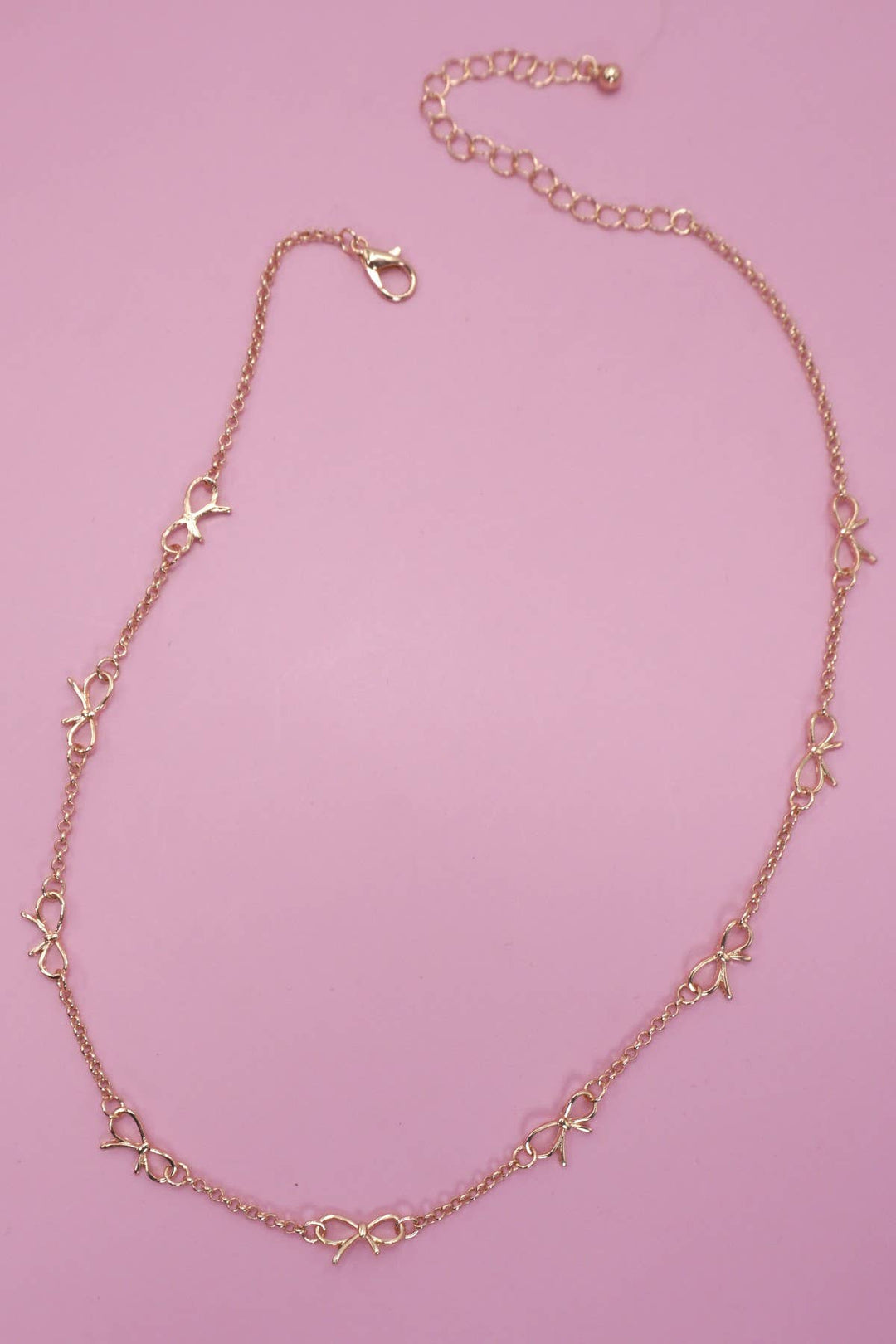 Double Layer Bow &amp; Heart Station Necklace